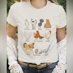 BAREFOOT BABY | T-Shirt Top Blouse Chicken Farm Graphic Tee Cotton | MEDIUM